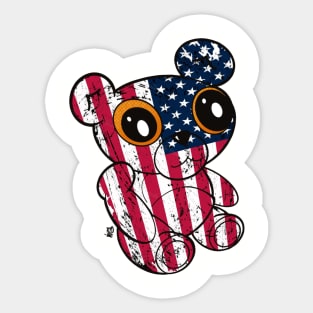 USA Flag Art Teddy Bear Sticker